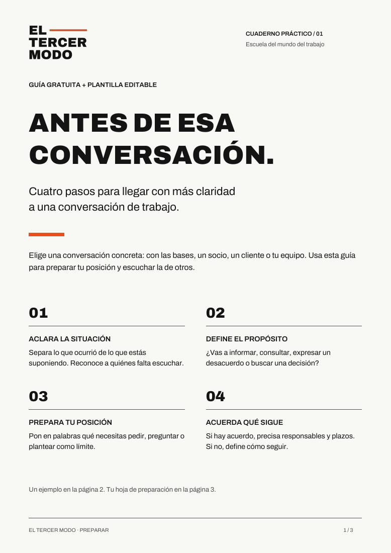 Portada de la guía Antes de esa conversación, de El Tercer Modo